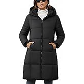 ceauros Women's Hooded Long Puffer Coat Winter Warm Full Zip Lightweight Quilted Jacket with Pockets