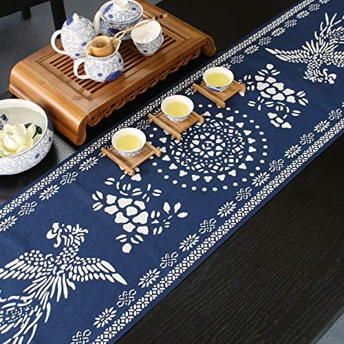 XYL HOME Table Runner,Birthday,Party,Graduation,Events,Festival,Decorations,Rustic,Chinese retro cotton fabric canvas kung fu Zen tea table bed flag cabinet flag coffee table flag tablecloth