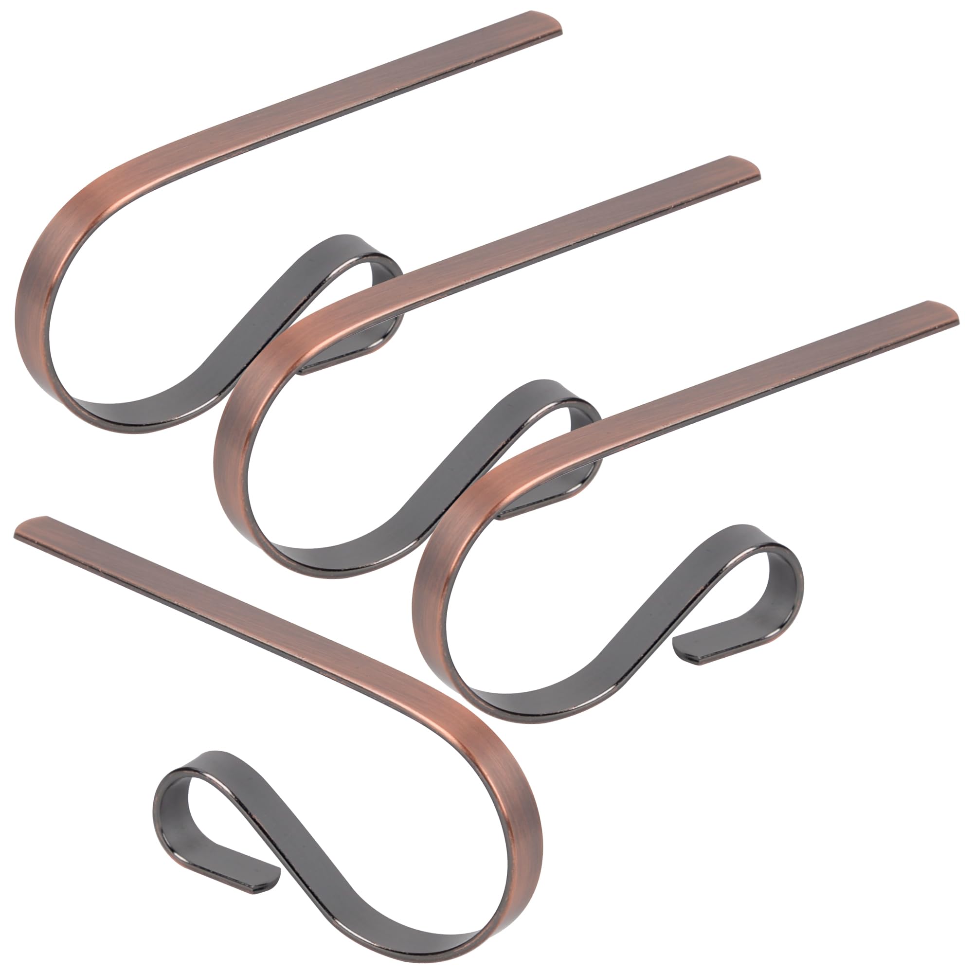 KEYIDO Christmas Stocking Holders Hangers Christmas Stocking Hooks for Fireplace Mantle Metal Xmas Stockings & Holders for Hanging Red Bronze Pack of 4