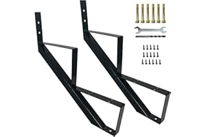 YEEZOO 2 Packs Metal Stair Step Stringers, 2 Step Steel Riser Stringer for 19.4inch Height Deck(Polished Black)