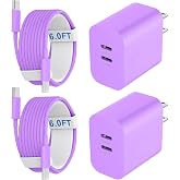 iPhone 17 16 15 Pro Max Charger Fast Charging, 20W USB C Charger Block with 6FT USB C to C Charging Cable Cord for iPhone 17 16 15 Pro Max/17 16 15 Pro/17 16 15/16 15 Plus-Purple