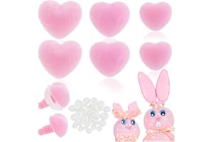 PH PandaHall 42 Sets Flocking Safety Noses 3 Sizes Heart Noses Pink Animal Crafts Nose Plastic Safety Nose with Washers for A