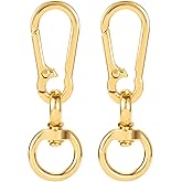 OIIKI 2 Sets Swivel Clasp Clips, Metal Swivel Snap Hook, Flexible Key Chain Clip with Key Ring for DIY Crafts, Jewelry Clasps, Lanyard Making - Gold, 2.5" x 0.79"