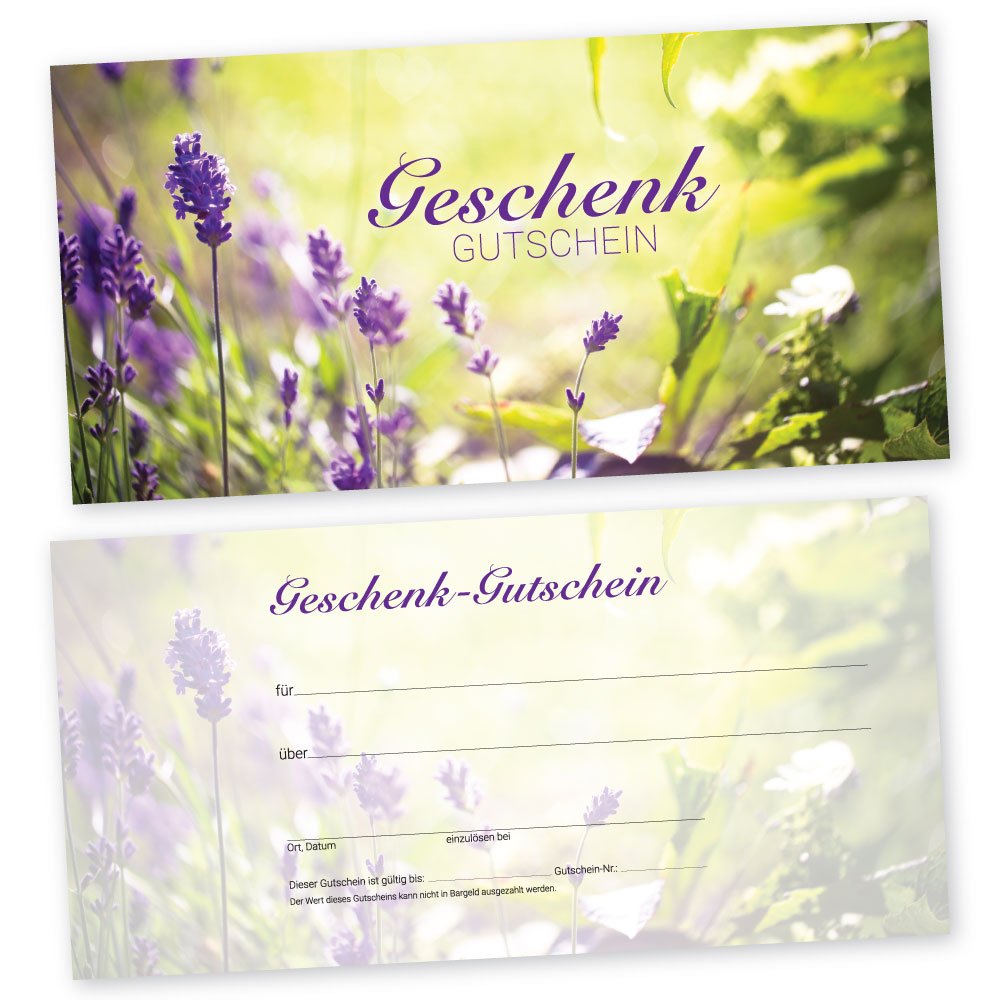 cosmeticPlus 50 Gift Voucher Cards with Colourful Summer Meadow Motif Vouchers Gift Vouchers