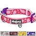 Blueberry Pet 5 Patterns Soft & Comfy Paisley Flower Print Girl Neoprene Padded Adjustable Dog Collar, Hot Pink, Small, Neck 12