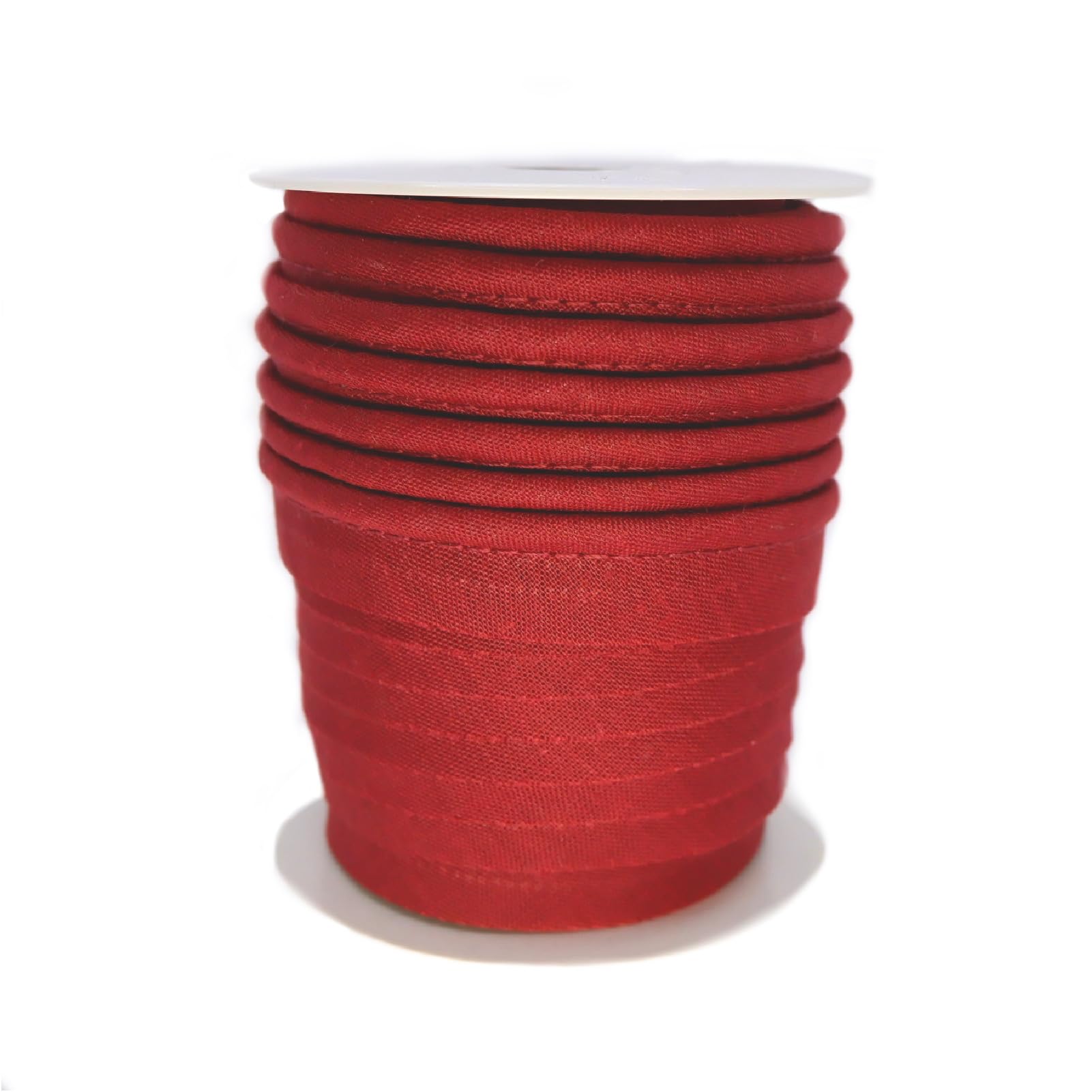 TEXTEX = Piping for Sewing, Decoration, and Crafts. Composition 50% Cotton and 50% Polyester. Total Width of 15mm, Cord of 5mm, and Flap of 10mm. 10 Meter Reel - (Garnet)