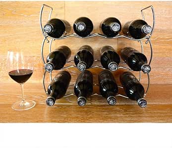 Home Line Botellero de Vino apilable Cromado (43x14.5x38) 12 Botellas