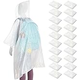 BLUE PANDA Kids Rain Poncho - Disposable Rain Ponchos for Kids - Multipack Festival Ponchos - Lightweight Compact Emergency Cover - Pack of 20, Clear, 41.7 x 29.9 in