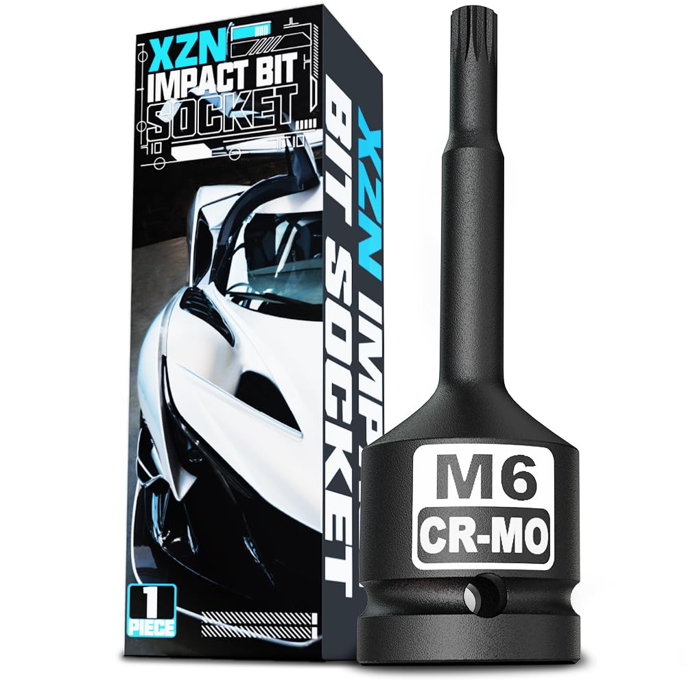 KIRXST Impact Triple Square Spline Bit Socket, 1/2" Drive M6 Spline Bit Socket, CR-MO Steel