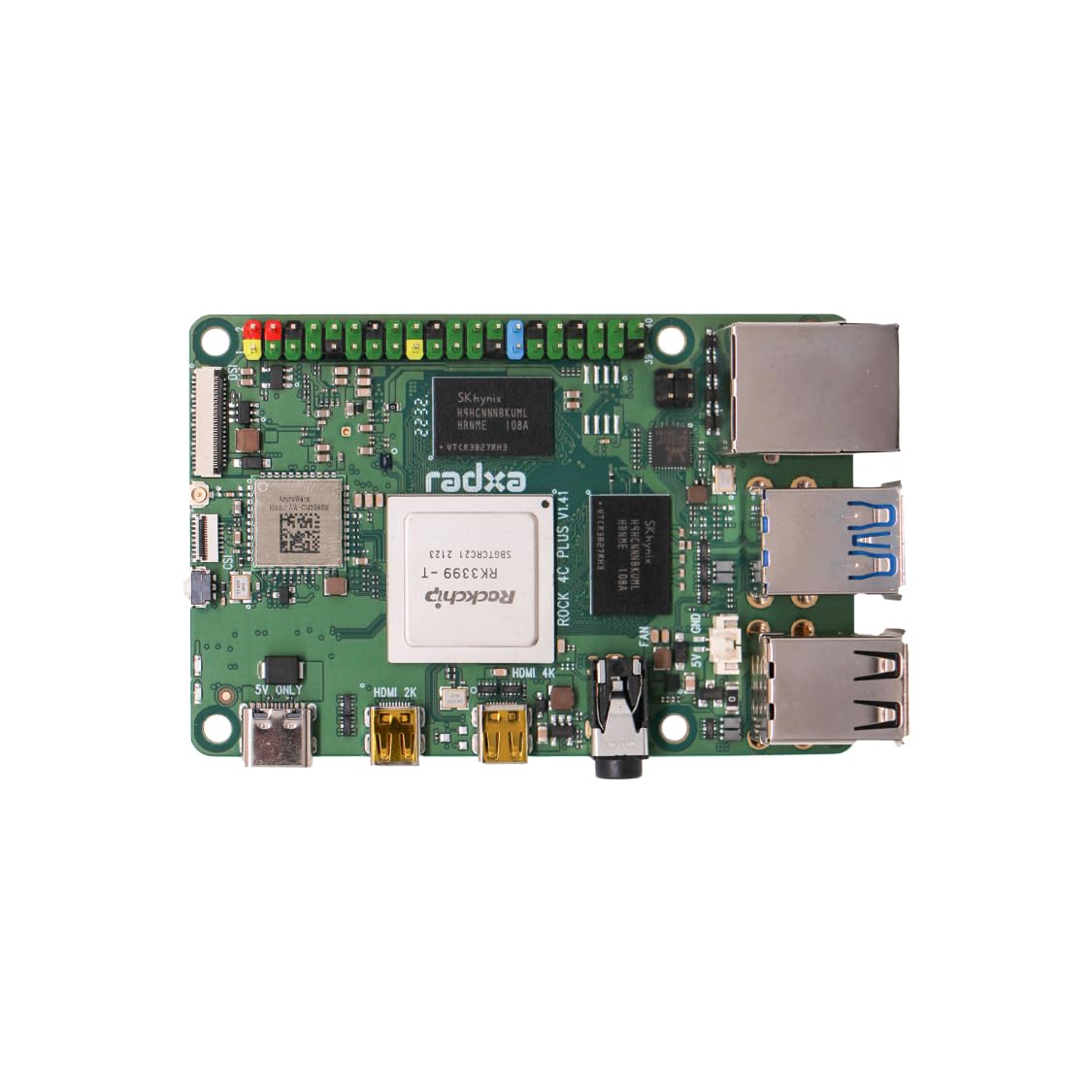 Photo 1 of Radxa Rock 4C+ RK3399-T, 6-core CPU SBC, HDMI with 4K Output, WiFi 5 and Gigabit Ethernet, Single Board Computer