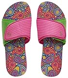 Showaflops Womens' Antimicrobial Shower & Water Sandals for Pool, Dorm and Gym - Paisley Adjustable Slide