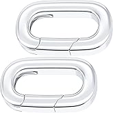 Isslly Oval Necklace Pendant Clasps, Silver Filled Spring Carabiner Bracelet Rings, Jewelry Connector Enhancer, DIY Jewelry Making Supplies for Women Men - 2PCS