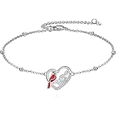 MONGAS Cardinal Bracelet Sterling Silver Red Cardinal Bracelet Created Opal Music Note Heart Bird Jewelry Gifts for Women