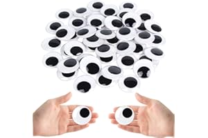 KIMOBER 2 Inches Googly Eyes for Crafts,Large Black Round Plastic Wiggle Eyes with Self-Adhesive for DIY Crafts Decoration,50