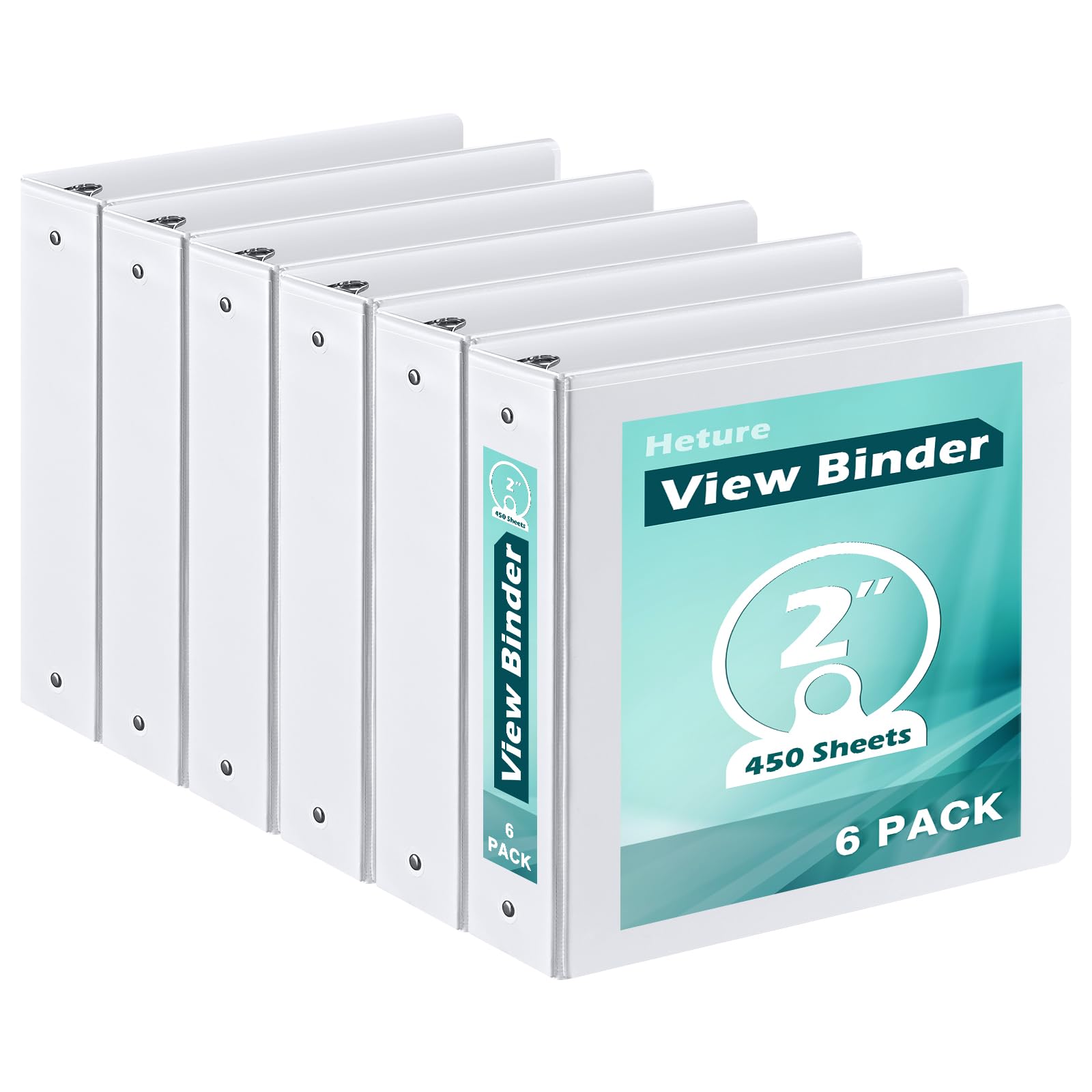 Photo 1 of MISSING 2 ----------------------------------------------------------------------------------Heture 3 Ring Binder 2 Inch 6 Pack,2" Clear View with Round Rings, PVC-Free,Holds for 450 Sheets 8.5X 11 US Letter Size Paper, Durable White Binders Perfect for Of