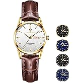 BINBOND Women's Watch Brown Leather Elegant Luxury Dress Ladies Small Wrist Watches for Female Day Date Waterproof Luminous