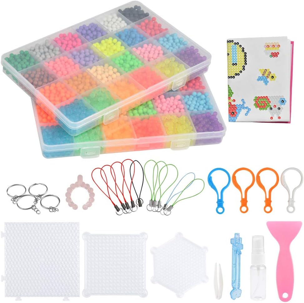 WOWOSS Water Fuse Beads Kit Key Rings and More Accessories 24 Colors 8000 Pcs Refill Magic Water