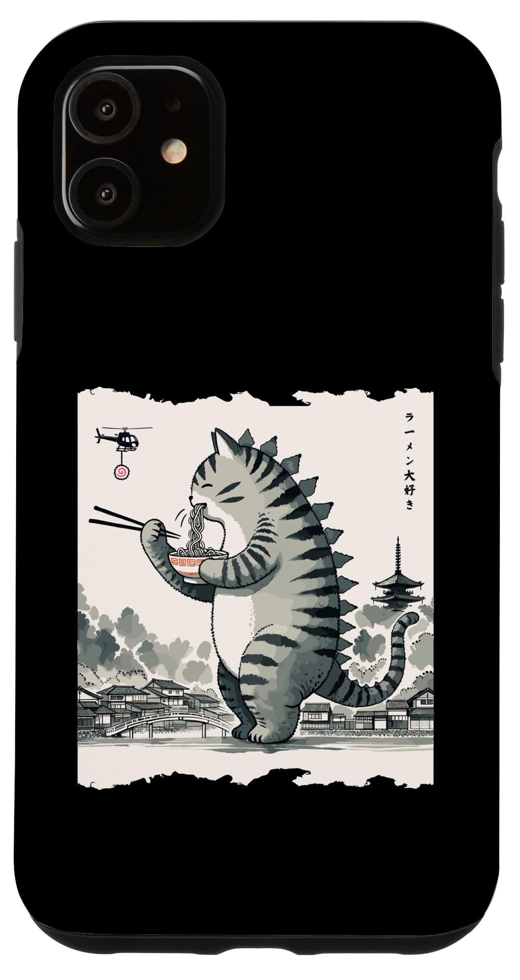 iPhone 11 Kawaii Cat Ramen Catzilla Japanese Men Women Kids Funny Cat Case