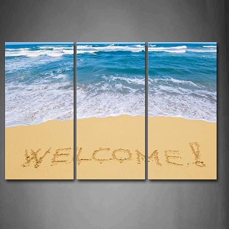 Wort Von Herzlich Willkommen Auf Englisch Auf Das Strand Wandkunst