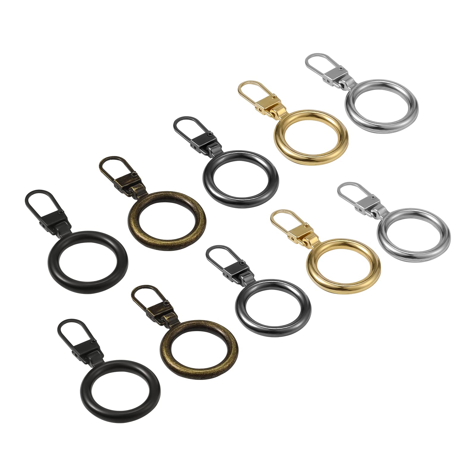 TOYMIS 10pcs Zipper Pull Replacements for Jacket, Zinc Alloy Detachable Metal Zipper Pull Repair Kit Charms for Clothing Jeans Pants Boots Wallet Handbags Backpack Suitcase (5 Colors, Round)