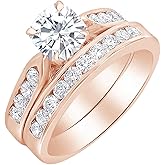 Houston Diamond District 1 to 6 Carat Cushion Shape LAB GROWN Diamond and LAB GROWN Diamond Wedding Bridal Set (AAAA Heirloom Quality)