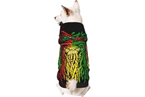 AMRANDOM Dog Hoodie Pullover Sweatshirts Soft and Stretch Pets Clothes Hooded (Rasta Rastafarian Reggae Earphone Lion)