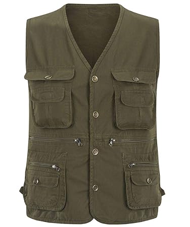 Yingqible Herren Multi-Taschened Weste Freizeit Jacken Fischerjacke Outdoor-Aktivitäten Taktisch Anglerweste Camping Wandern 