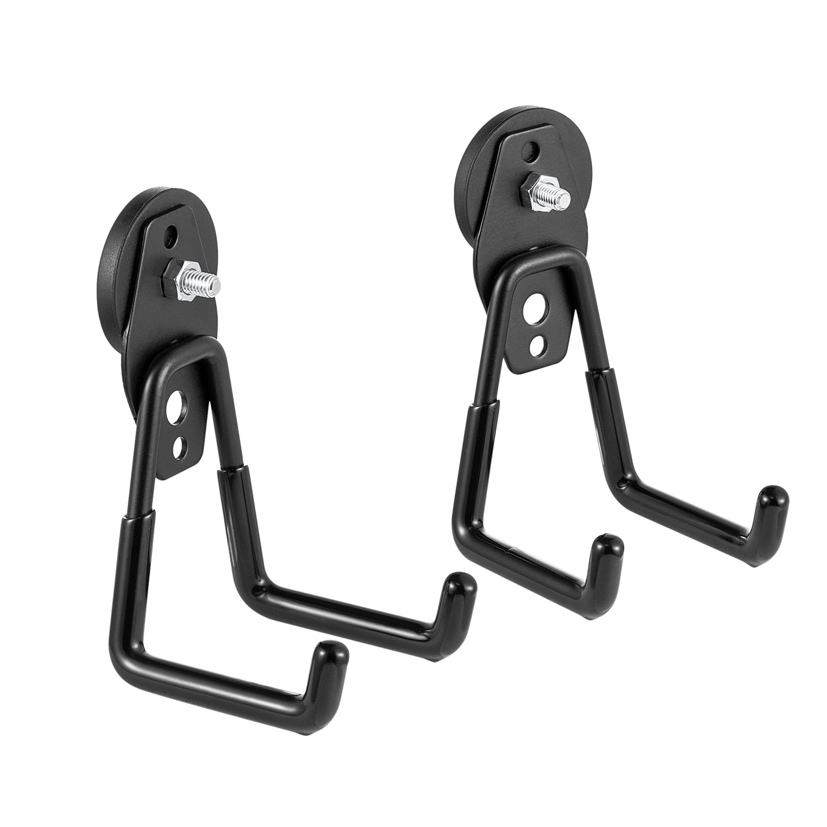 Yuzita Two Pieces Heavy Duty Large Garage Magnet Hooks, Strong Storage Utility Magnetic Hooks with Anti-Slip Coating for Indoor & Outdoor Hanging (Black)