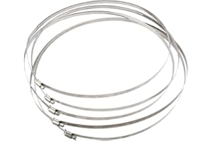 VIGORIA 5 Pcs 15.7inch/400mm(Hoop diameter Max) Stainless Hoop Steel Hose Clips Duct Clamps Adjustable Worm Drive Hose Clamp For Inline Duct Fan Hydroponic Duct Hoop