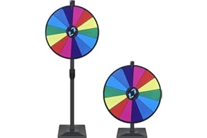 iElyiEsy 24" Prize Wheel with Adjustable Floor Stand Height Adjustable 12 Slots Spin Wheel for Prizes with Dry Erase Markers & Eraser for Carnival Trade Show