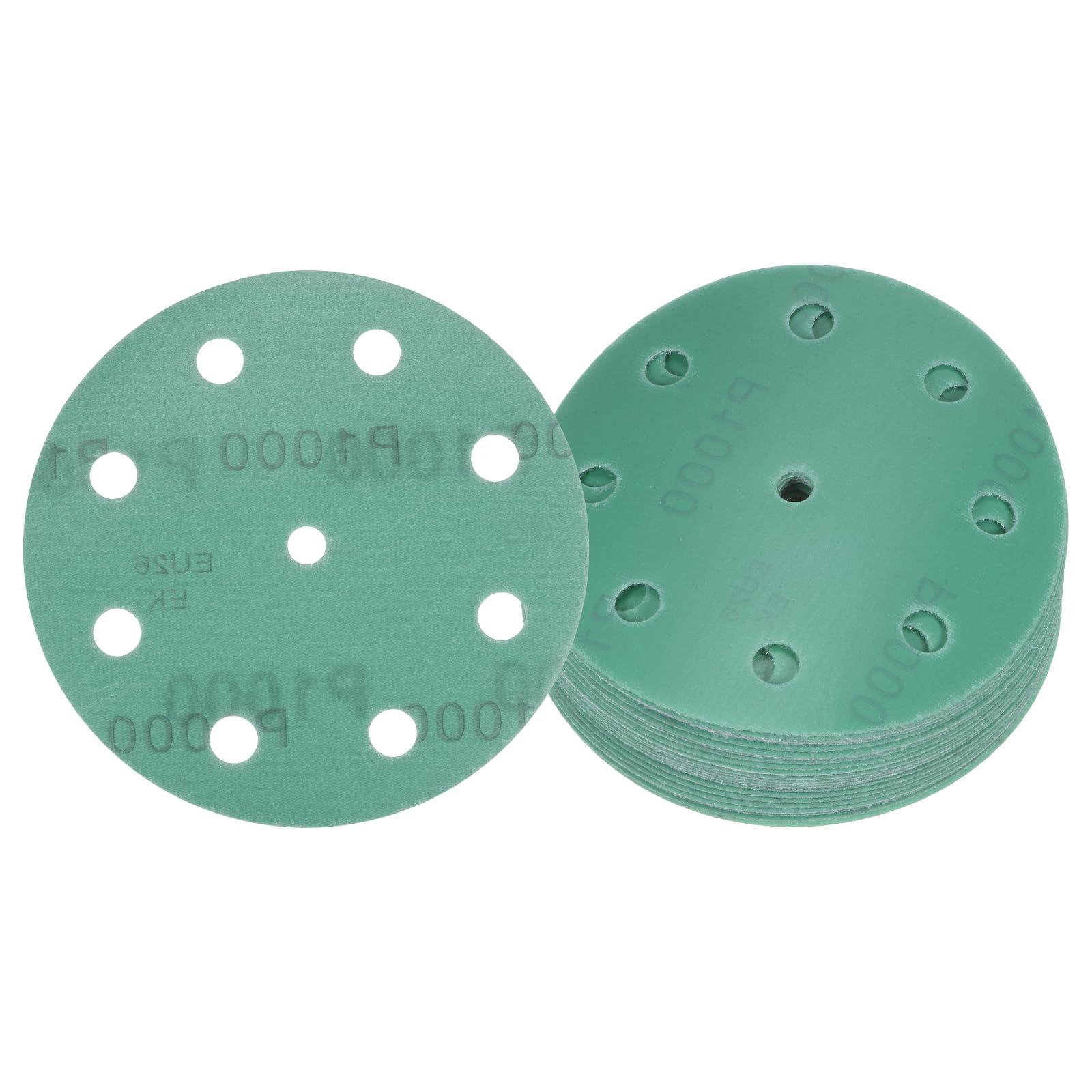 Kozelo 25pcs Green Film Sanding Discs - [5 Inch 1000 Grits 9 Hole ] Round Aluminum Oxide Hook & Loop Wet Dry Sander Pads for Wood Metal Polishing Use| Zirconium Corundum Sandpaper
