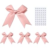 Elegant Gift Wrap Bows, 50PCS 3.3 Inch Mini Satin Ribbon Bows for Crafts Treat Bags Cake Baking Christmas Party Decors Wedding Birthday Baby Shower Valentines (Rose Gold)