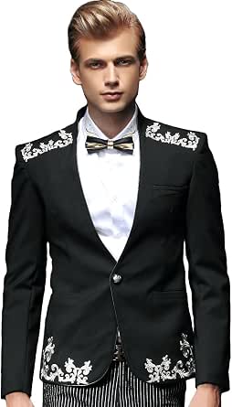 fanzhuan Hombres Lush Fashion Negro Blazer Color Blanco Bordado Slim Fit  Casual, Asia talla ajustada 2XL (US tallada talla L), Multicolor : Ropa,  Zapatos y Joyería - Amazon.com
