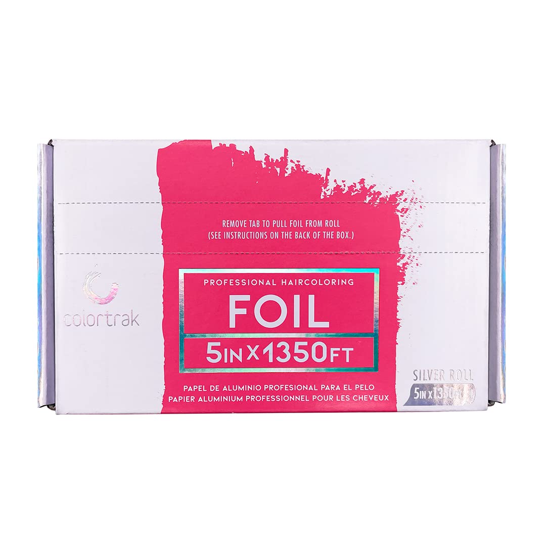 Colortrak Professional Highlighting Foil Roll, Integrated Blade on Box For Precision Length Cuts, Economical Roll Eliminates Waste, Silver, Roll Measures 5 inches x 1350 feet