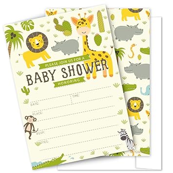 Amazon Com Safari Baby Shower Invitations 25 High Quality Jungle Amazon Com Safari Baby Shower Invitations 25 High Quality Jungle