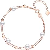 ZHOU LIU FU 18kt Gold Bracelet for Women, 18K Gold Freshwater Pearl Bead Bracelet Dainty Jewelry Fashion Yellow Gold Rose Gold Link Bracelet for Mom Daughter KIPB075469