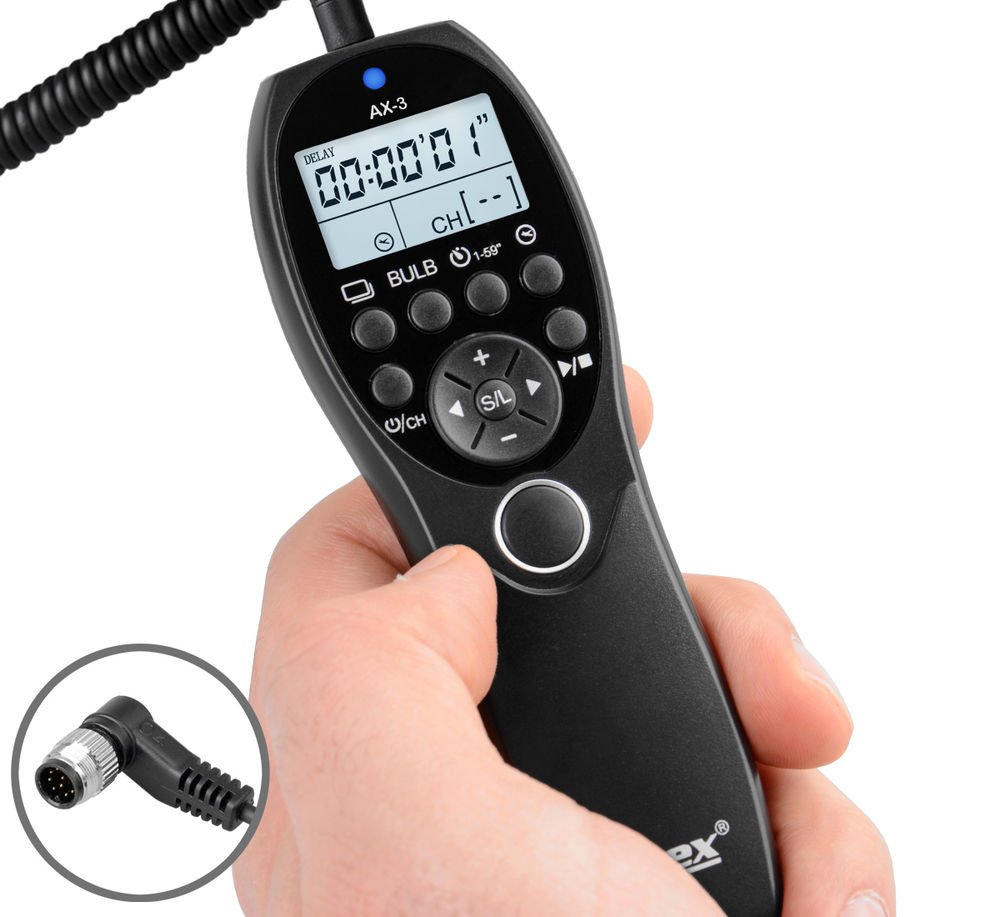 ayex Timer Remote Control AX-3, Compatible with Nikon (DC0) e.g. D850 D810 D810A D800 D800E D700 D500 D5 D4 D4S D300 Low/High-Speed Continuous Shooting, Long Exposure (Bulb), and Timed Shooting