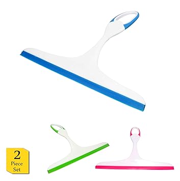 Veszon Wiper for Cleaning Windows Glass Kitchen Home Bathroom Car Windscreen Cleaning Wiper Squeegee - (2 Piece, Random Color Will be Shipped)