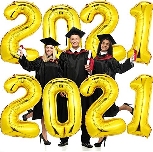 Colorful foil number balloons for a 2021 party, priced at $9.99.