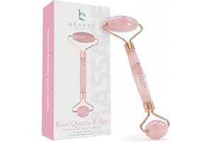 Rose Quartz Face Roller - Smoothes Fine Lines & Wrinkles, Skin Tightening Facial Massager, Skin Care Tool with Small Eye Roll