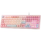 MechLands Aula S102 Membrane Gaming Keyboard with Number Pad, 100% Full Size Layout, USB-C Wired, RGB Backlit, Creamy Silicon