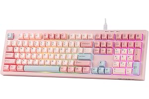 MechLands Aula S102 Membrane Gaming Keyboard with Number Pad, 100% Full Size Layout, USB-C Wired, RGB Backlit, Creamy Silicon