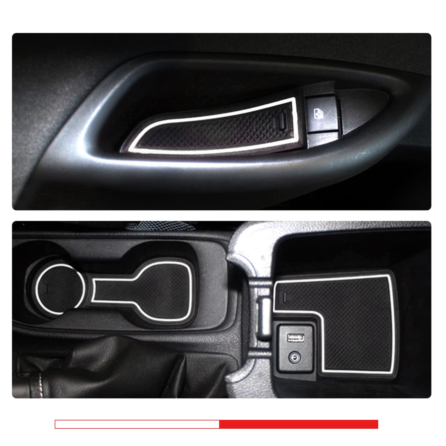 LFOTPP Non-Slip Rubber Mats for Astra K, Car Gate Slot Pad Mat Cup Holder Armrest Center Consoles Interior Decoration 10pcs White