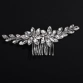 Wekicici Crystal Bridal Hair Comb Silver Rhinestone Hair Piece with Flower Headpiece Bride Rhinestone Wedding Hair Comb for Women Party Prom Wedding Hair Accessories