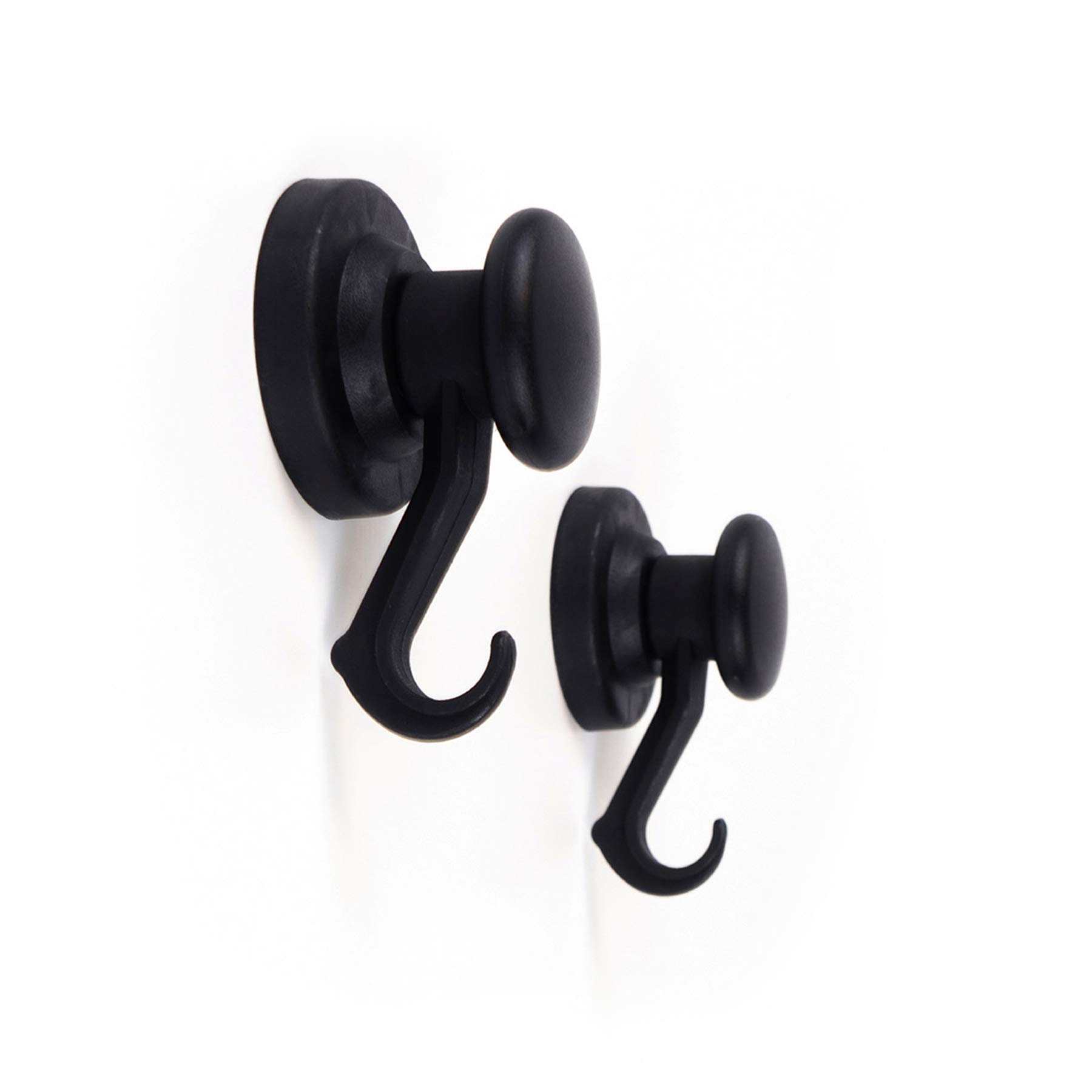PATBOARD Strong Magnetic Hooks - Neodymium Powerful Hook Magnet - Magnets for Fridge, Refrigerator, Garage, Whiteboards - Set of 2, Colour Black