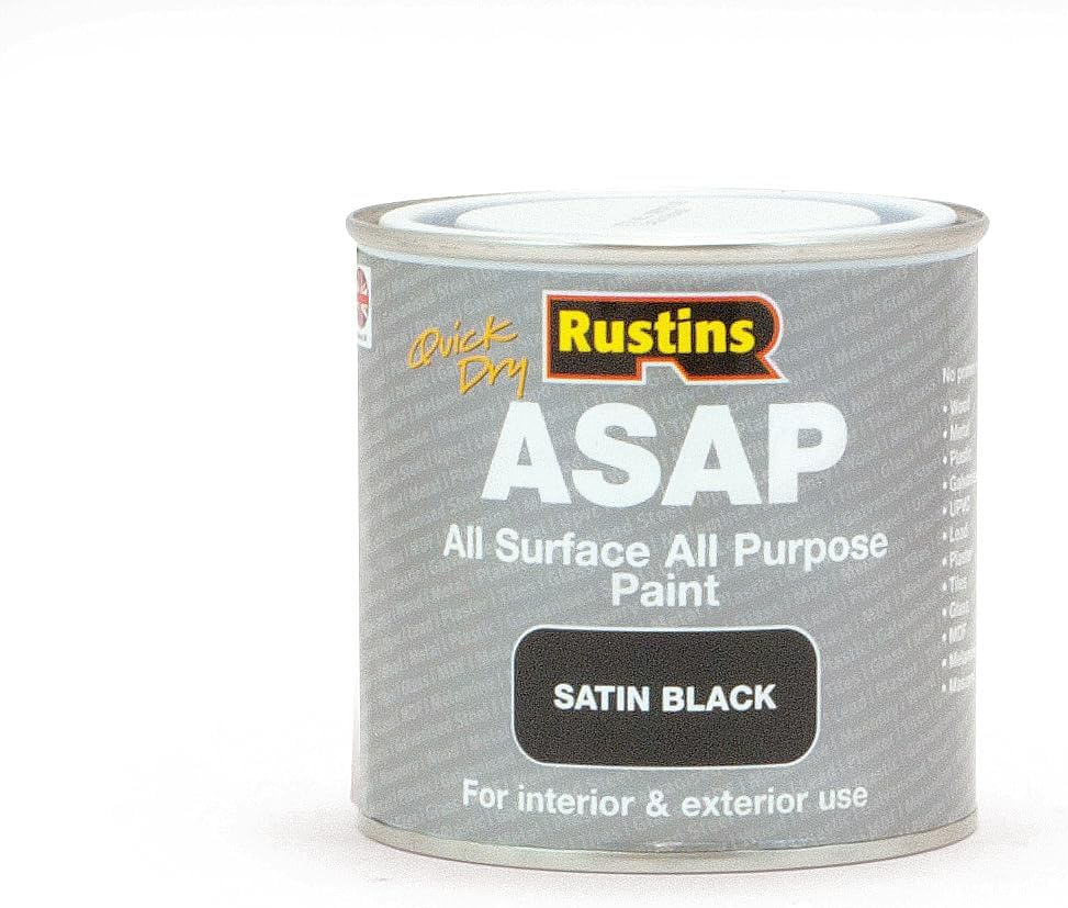 RUSTINS ASAP Paint Black 250ml - Quick Dry Indoor/Outdoor Finish