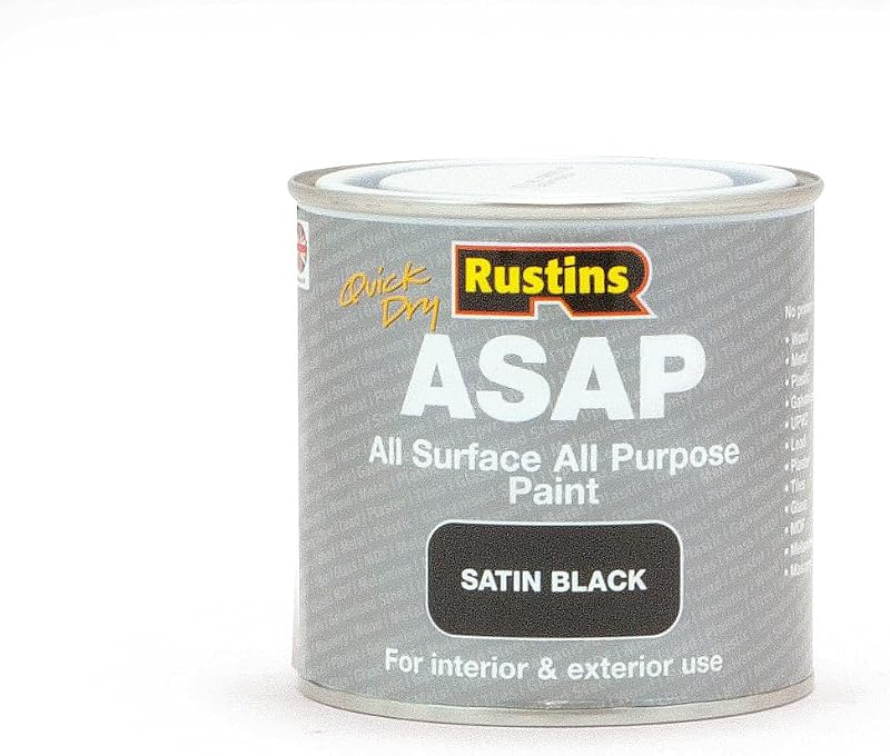 RUSTINS ASAP Paint Black 250ml - Quick Dry Indoor/Outdoor Finish