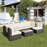 U-MAX 7 Pieces Patio PE Rattan Wicker Sofa Sectional Furniture Set Conversation Sets