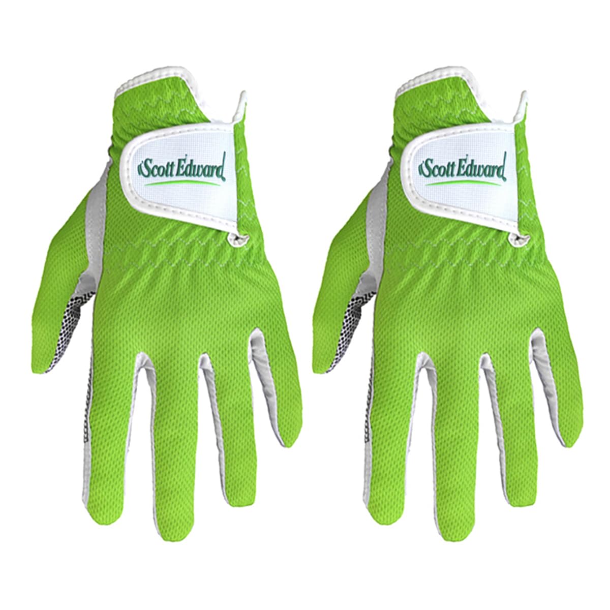 Scott Edward 2-Pack Men's Golf Glove Universal Fit, No-Slip, Breathable, Soft, Washable, Worn on Left Hand, Green (25-L)