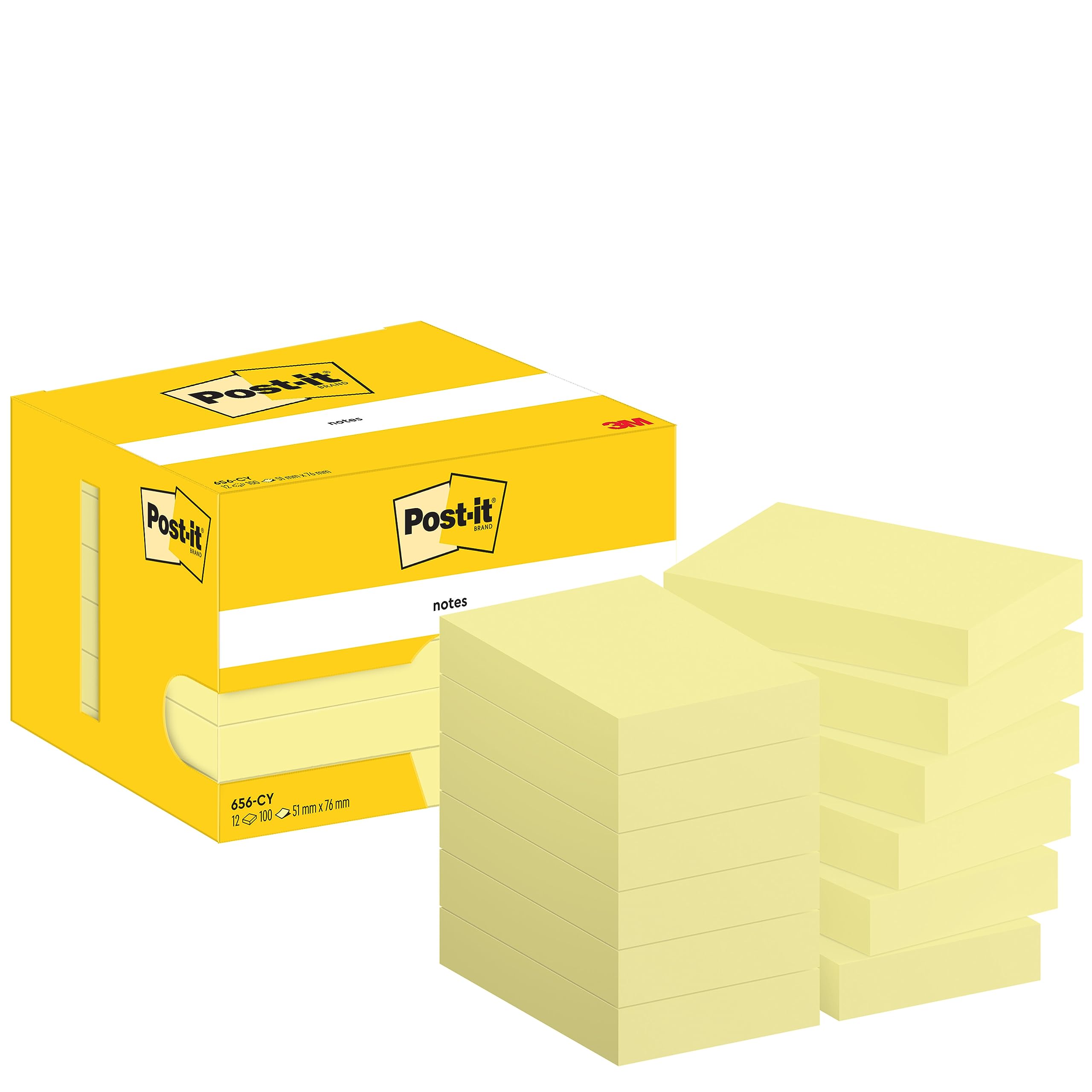 Post-it Notes Canary Yellow, Pack of 12 Pads, 100 Sheets per Pad, 76 mm x 102 mm, Yellow Color - Self-Stick Notes for Note Taking, to Do Lists & Reminders — image 1